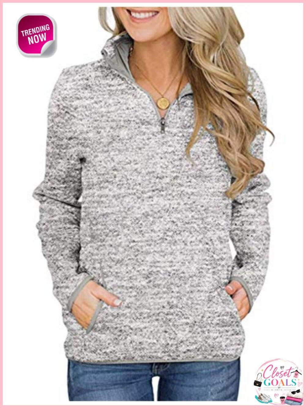 Quarter Zip Pullover Sweatshirt Lightweight Fleece with Pockets